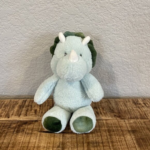 Kellytoy 13" Green Triceratops Dinosaur Crinkle Rattle Baby Toy Plush - Picture 5 of 9